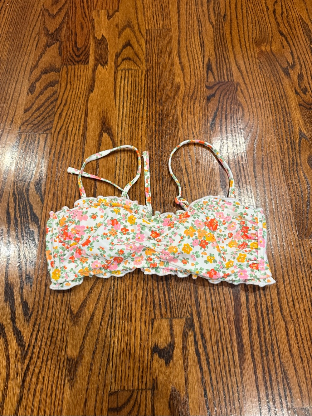 wild fable White Floral Print Bikini Top with Pink & Orange Flowers